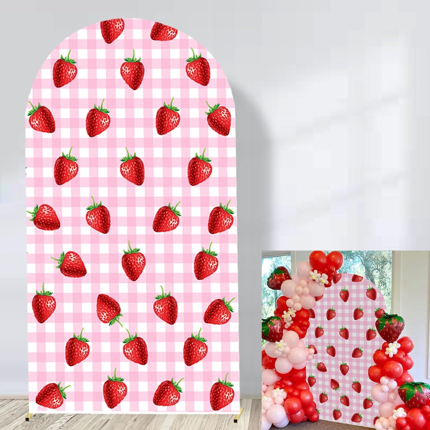 Arch Cover Strawberry Theme Backdrop for Sweet Celebrations