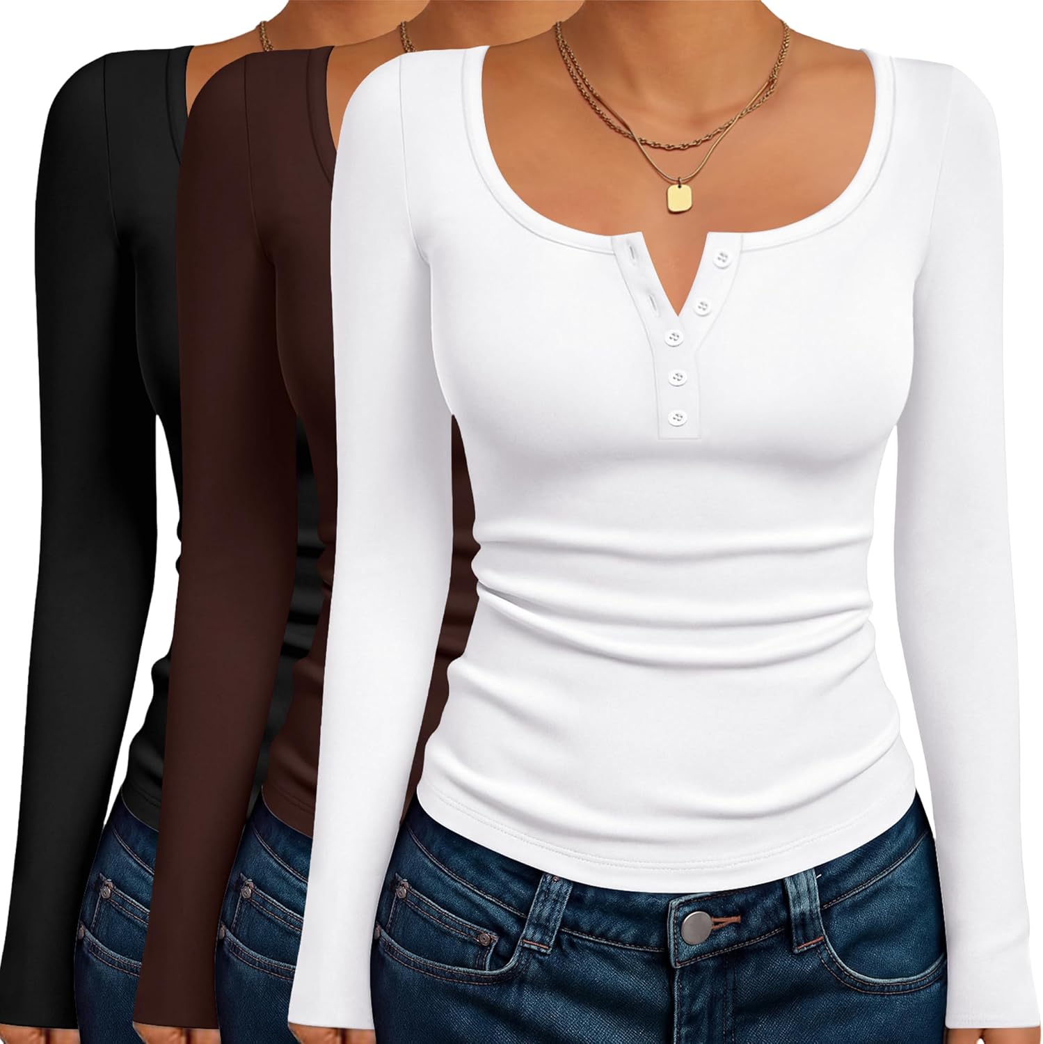 Ekouaer Women's Long Sleeve Henley T Shirts for Every Occasion