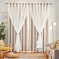 Star Blackout Curtains for Bedroom - Cream & Ivory, 84 in Panels