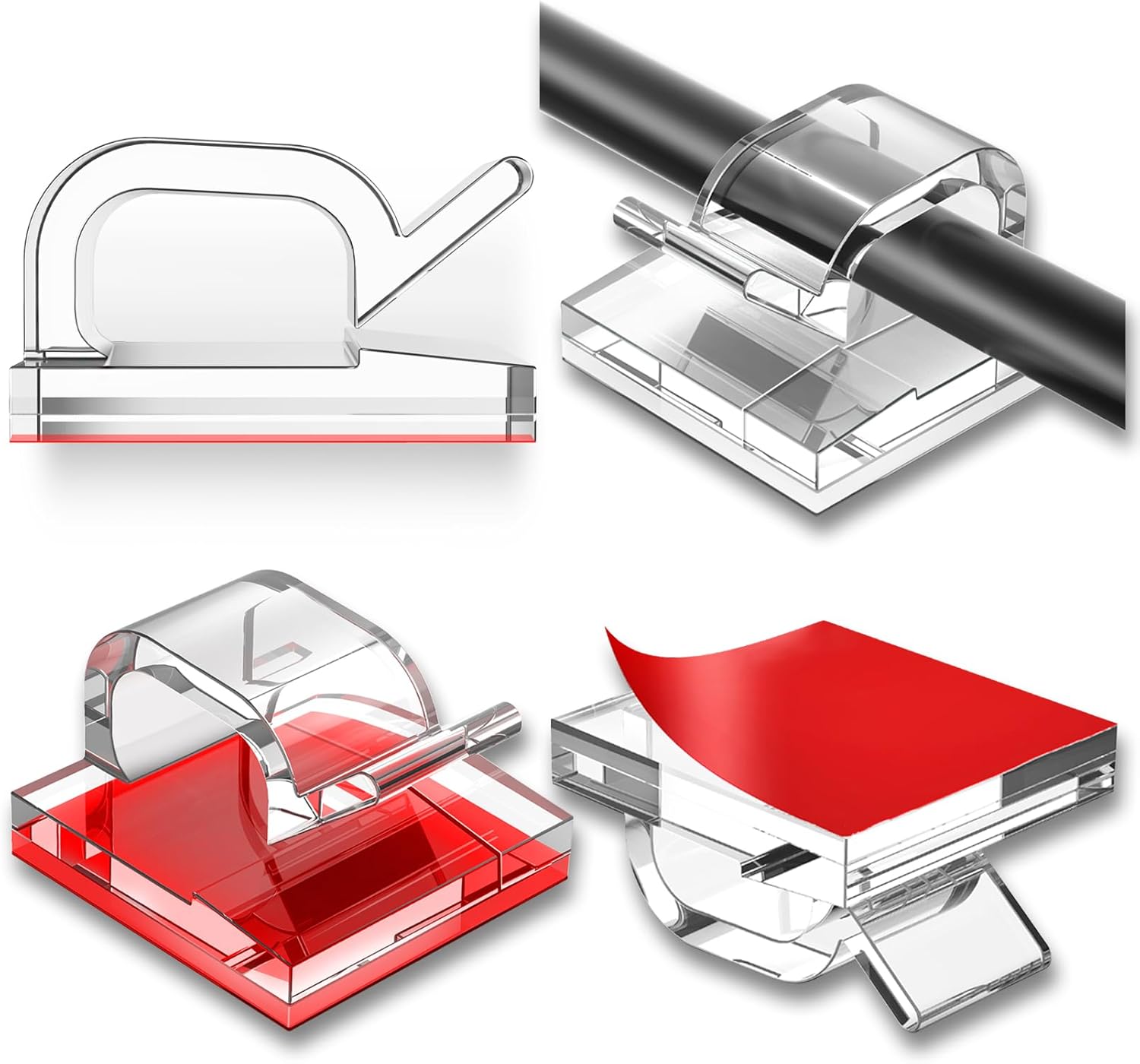 Organize Cables Effortlessly with 100 Pcs Adhesive Clips