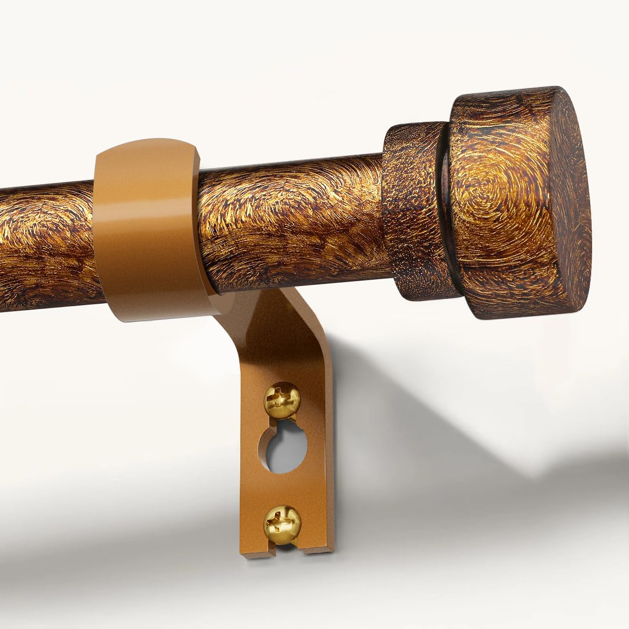 Retro Gold Curtain Rods for Windows 72 to 144 Inches Adjustable