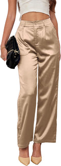 Women's Wide Leg Satin Pants - Evening & Office heipeiwa