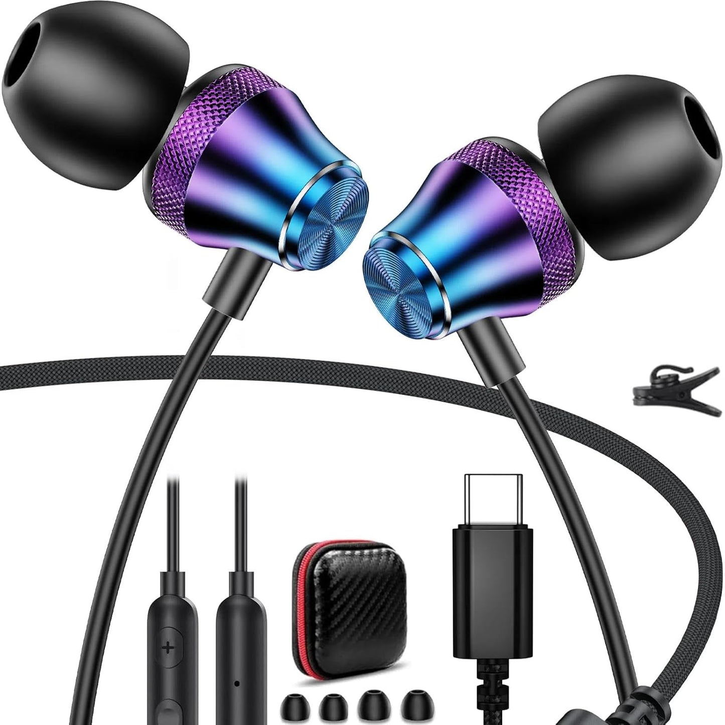 Topaux USB C Earbuds: Noise Canceling + Volume Control