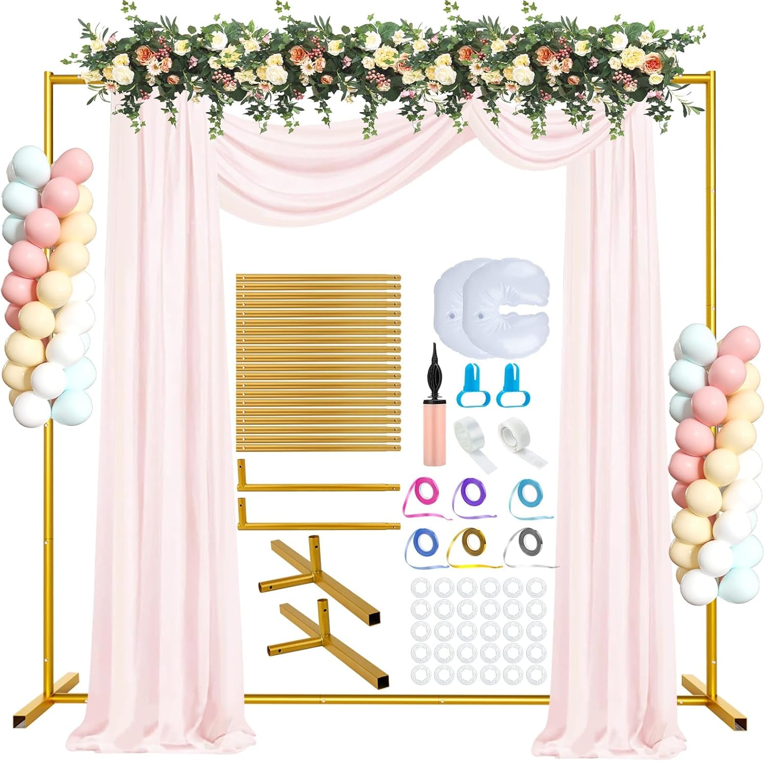 6.6FT x 6.6FT Balloon Arch Stand for Weddings and Parties