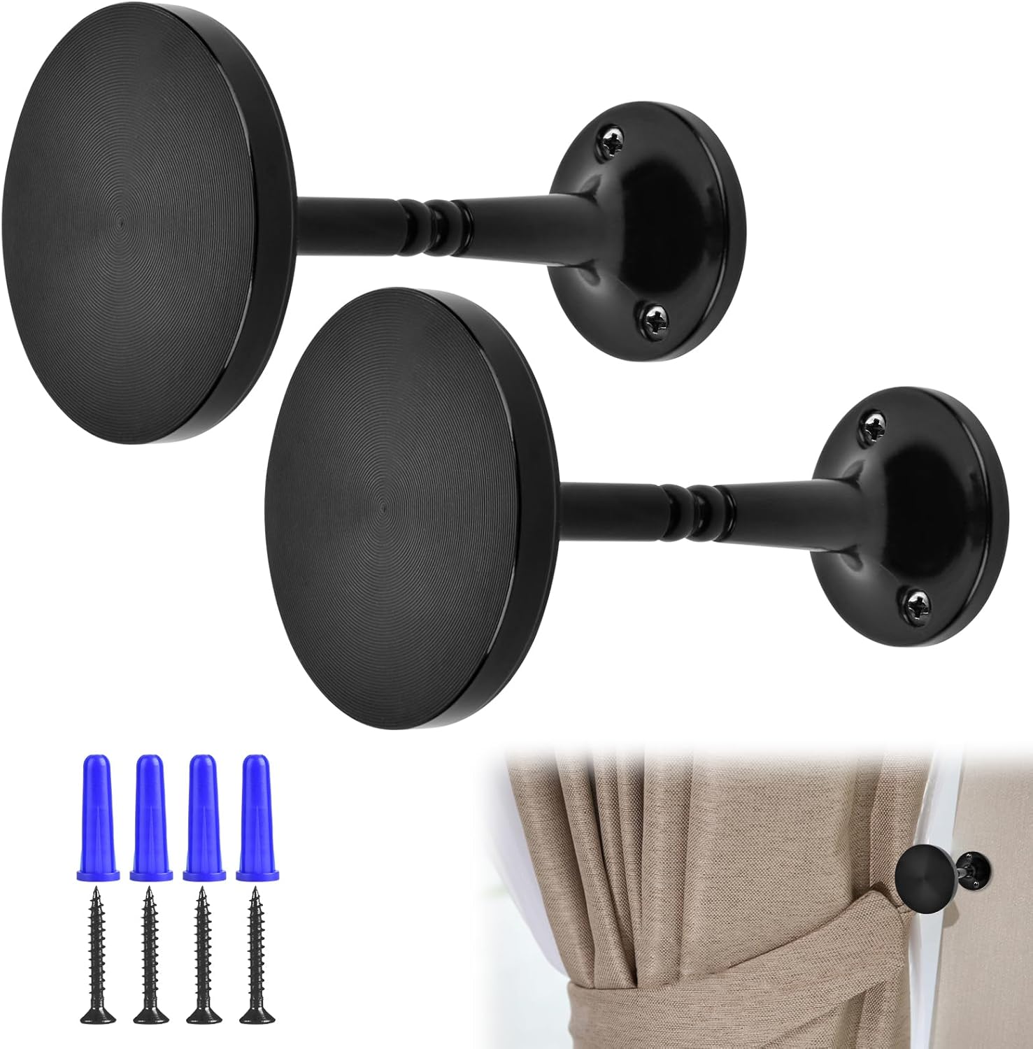 Zinc Alloy Black Curtain Tiebacks - Stylish Holdbacks