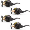 Probrico Passage Door Levers Oil Rubbed Bronze 4 Pack - Wave Style