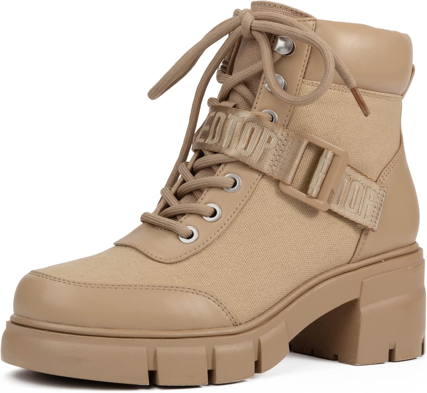REDTOP Women's Combat Boots with Chunky Lug Sole for Style