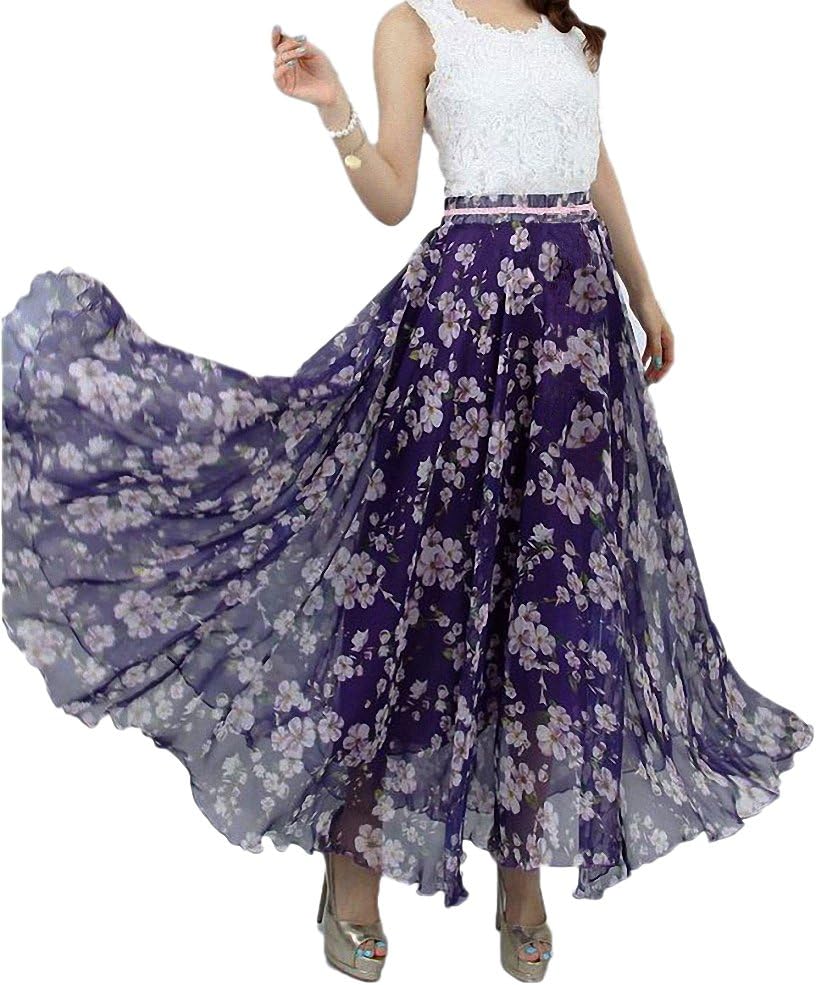 Afibi Women Full Length Chiffon Maxi Skirt for Beach Wear