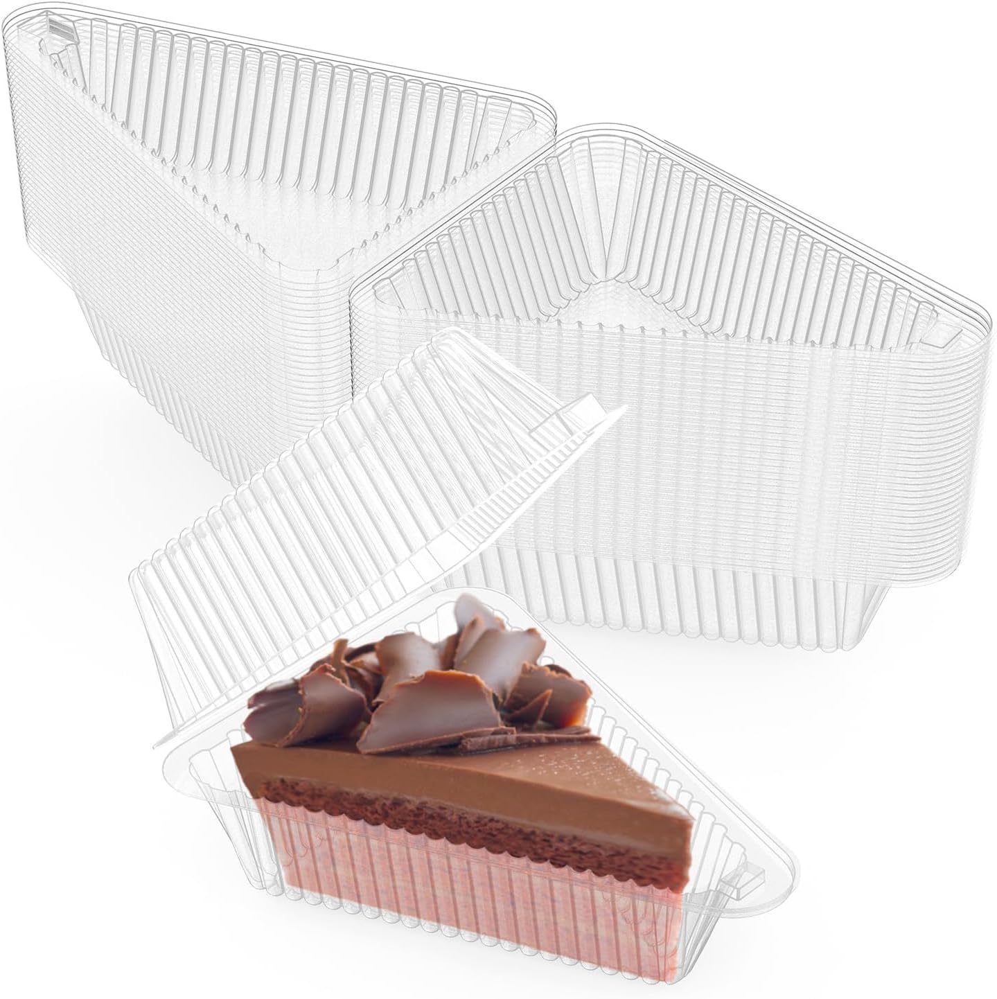 300 Pieces Cake Slice Plastic Containers with Lids for Desserts