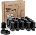 24pcs Black Bulge Lug Nuts 12x1.5 Thread Size - ET Style Cone Seat
