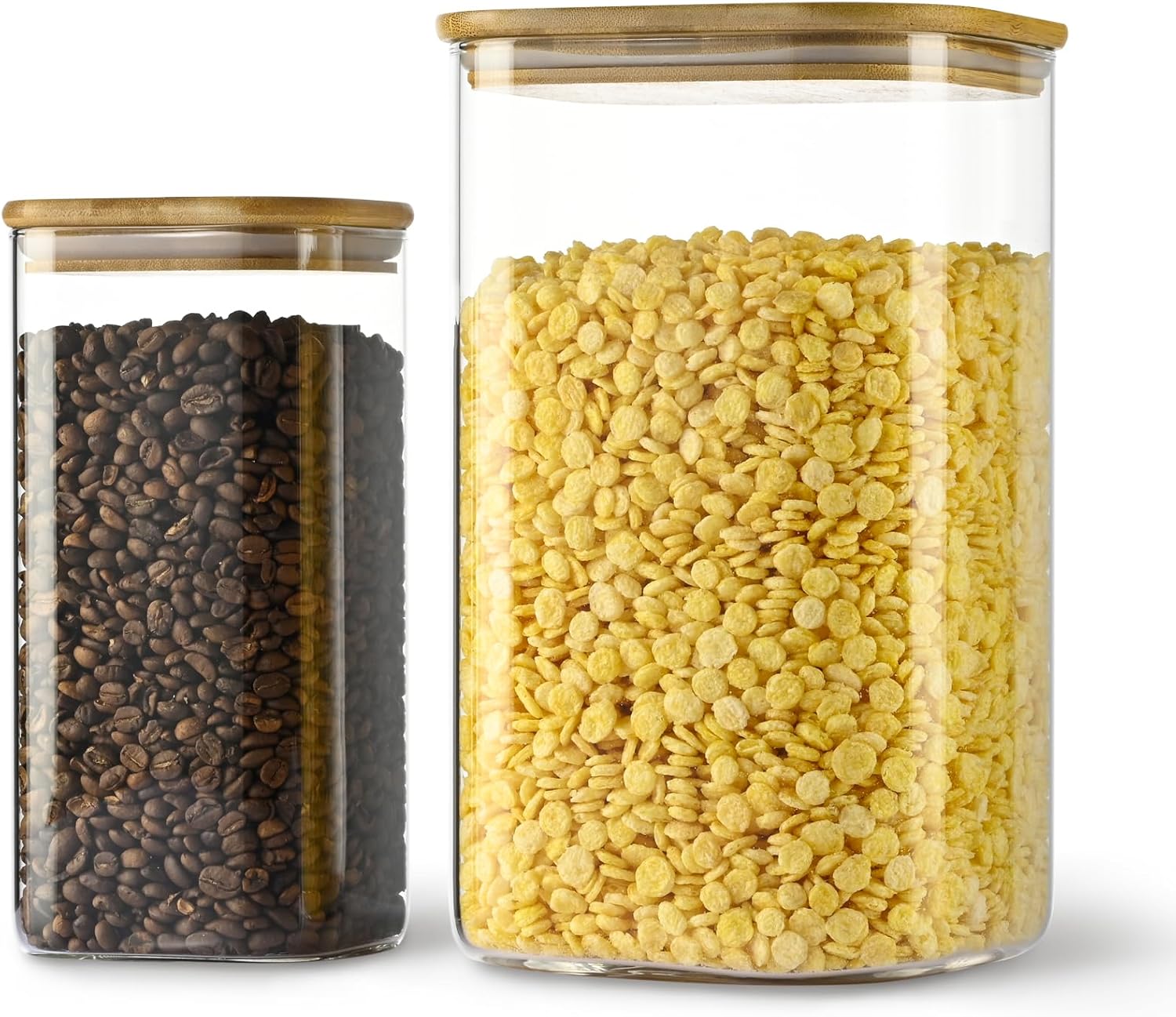 Airtight Glass Square Storage Canister Set for Kitchen Use