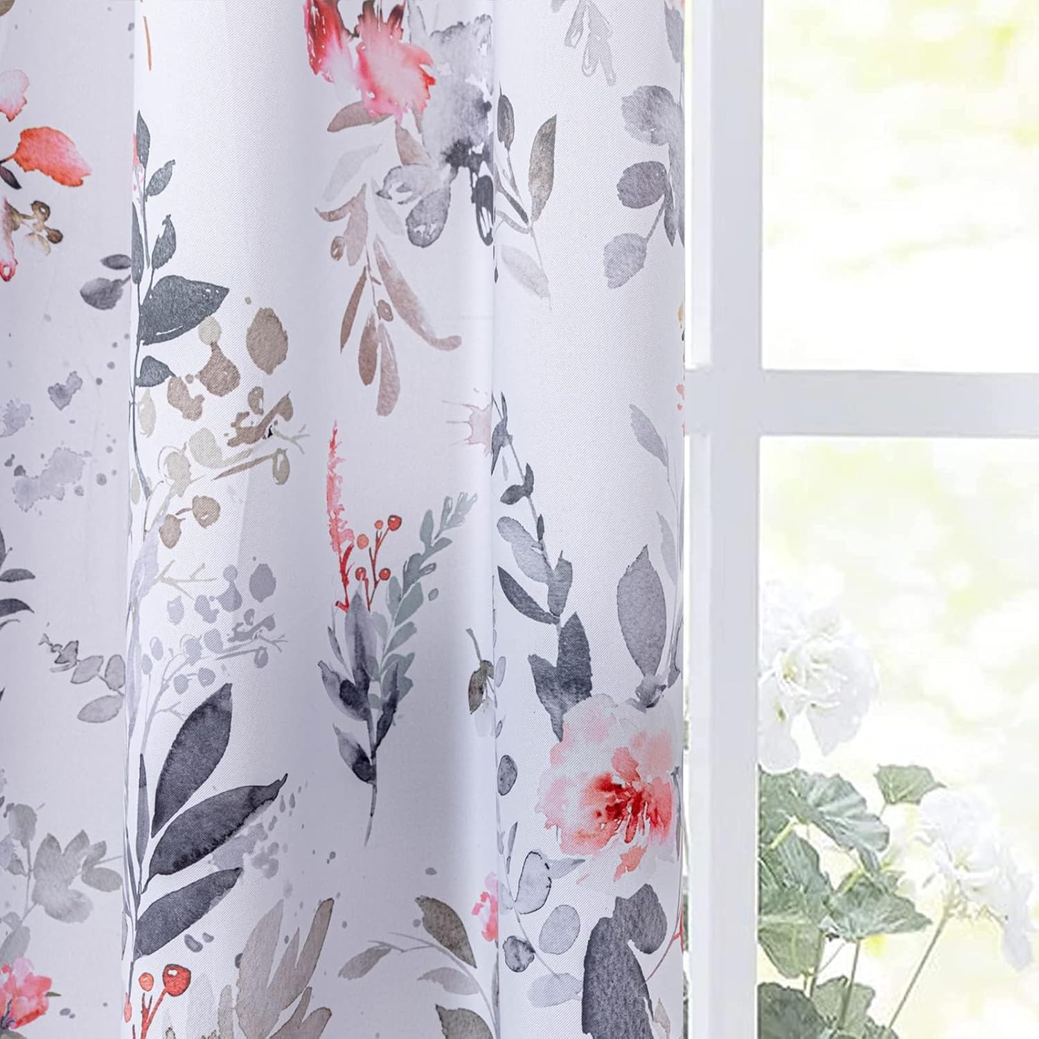 Floral Blackout Curtains for Kitchen Room Darkening Panels