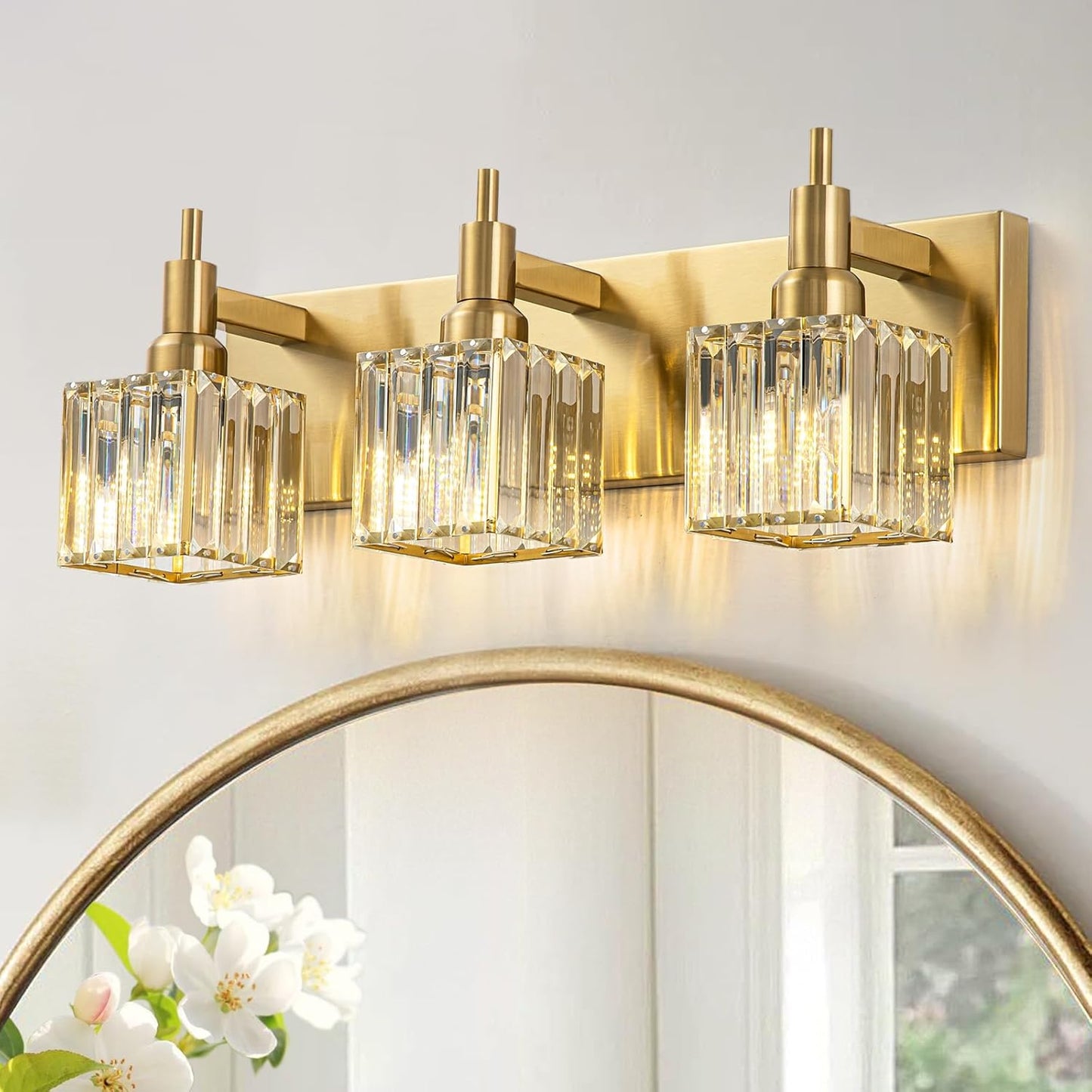Gold Bathroom Vanity Lights - Modern Crystal Wall Light Fixture