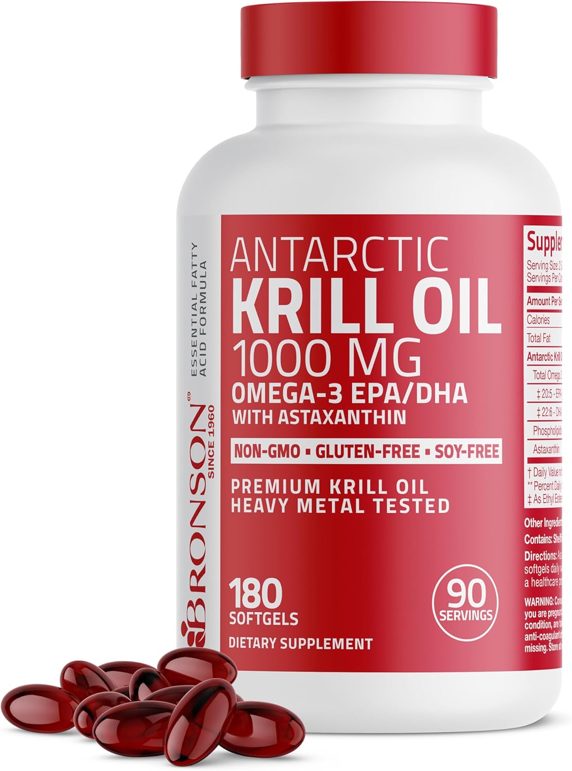 Bronson Antarctic Krill Oil 1000 mg with Omega-3s and Astaxanthin