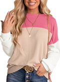 Color Block Long Sleeve Crewneck Knitted Pullover - Casual Look