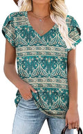 CATHY Womens Summer Tunic V Neck Short Sleeve Tee - Lightweight Comfy