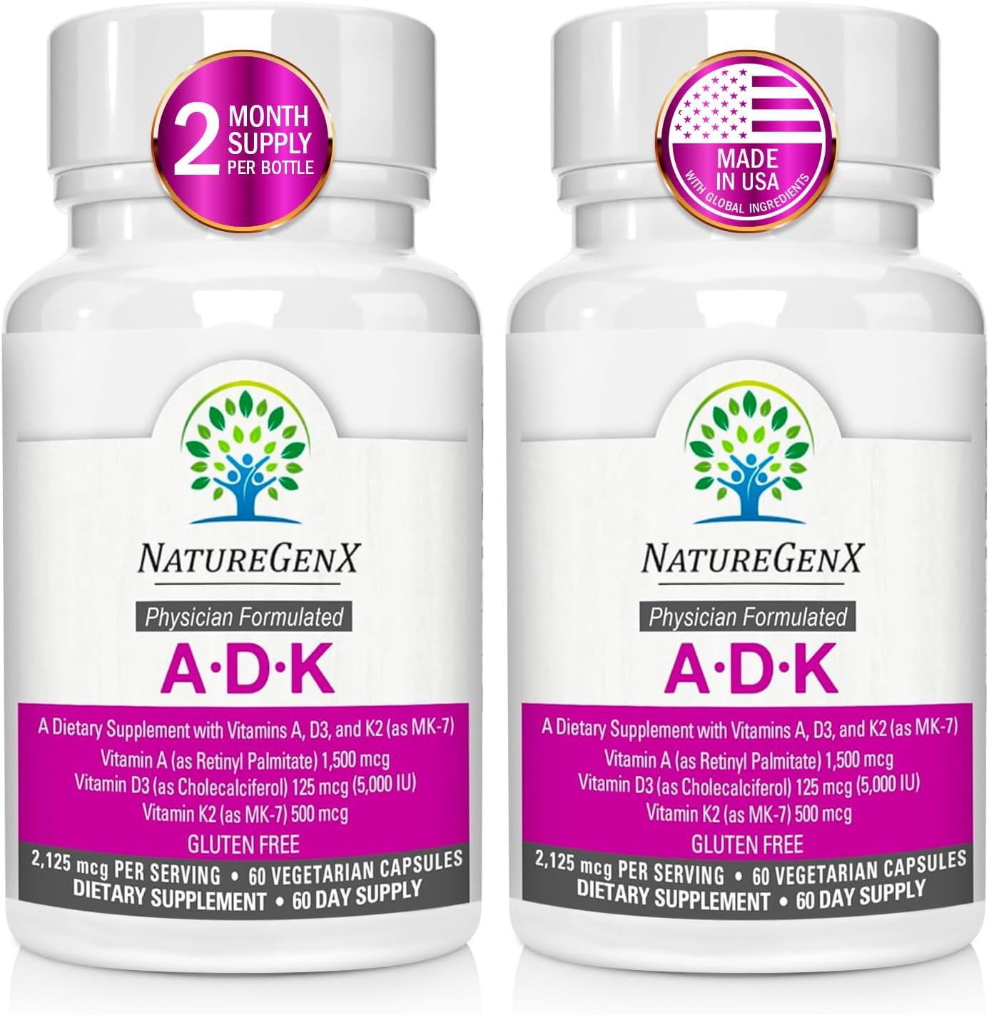 ADK Vitamin Supplement for Enhanced Bone Health - 60 Capsules