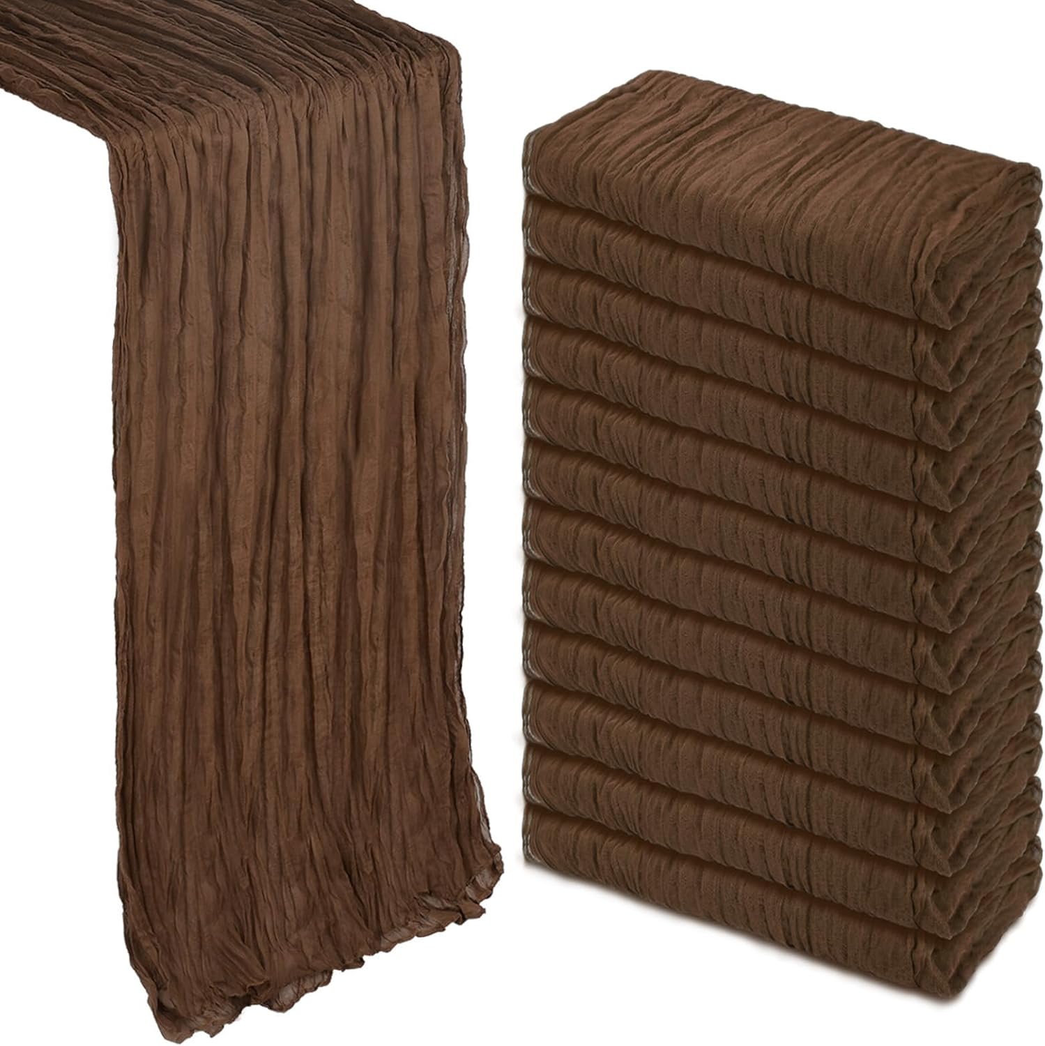 12 Pack Brown Fall Cheesecloth Table Runner for Elegant Decor