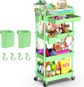 Green 4 Tier Rolling Utility Cart Organizer with Removable Drawer