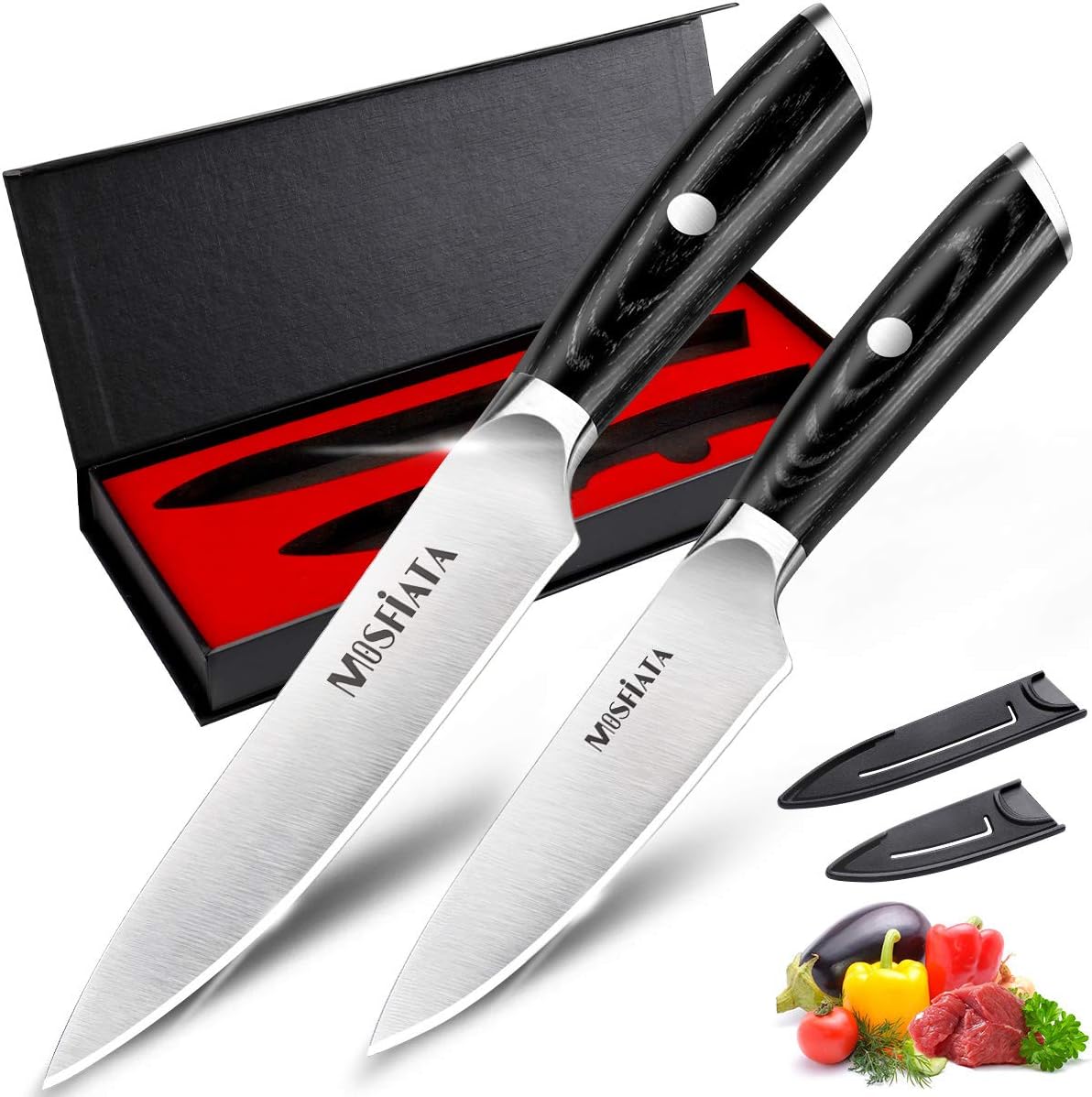 MOSFiATA 5 Chef Knife Set with 3.5in Fruit Knife and Sheath
