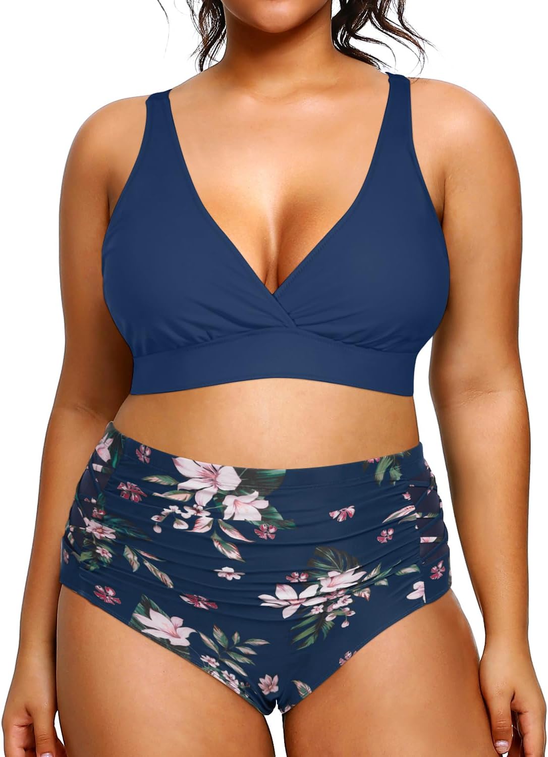 Plus Size Bikini High Waisted Two Piece Bathing Suits for Women