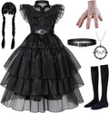 Black Kids Dress Costume for Girls Ages 3-13 - Complete Cosplay Set
