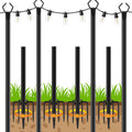 4 Pack String Light Poles 10ft Forked Metal Outdoor Light Pole