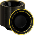 200 Pack Black Disposable Bowls with Gold Rim for Any Occasion