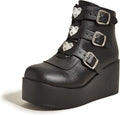 LUCKY STEP Women Platform Chunky Ankle Boots - Comfortable Height Heel