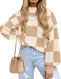 Women's Turtleneck Striped Ribbed Knit Pullover - Oversized Fit