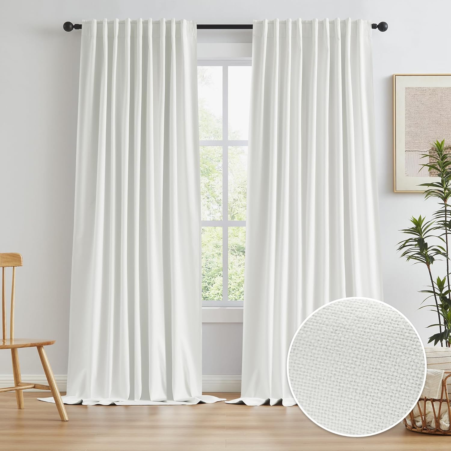 KEQIAOSUOCAI Blackout Curtains for Large Windows 72x96 in Ivory