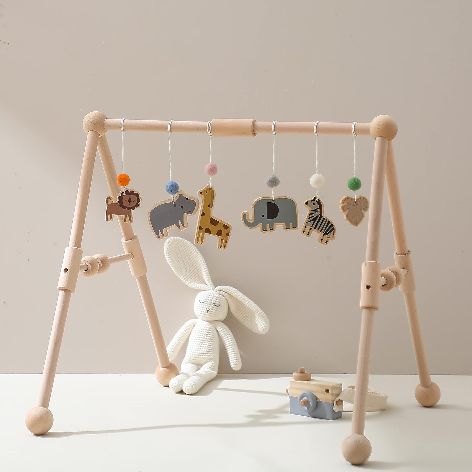 Wooden Baby Gym with 6 Toys for Activity and Fun Growth