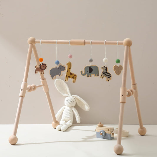 Wooden Baby Gym with 6 Toys for Activity and Fun Growth
