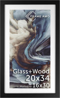 Frame Amo 20x34 Black Solid Wood Poster Frame with White Mat - Gallery