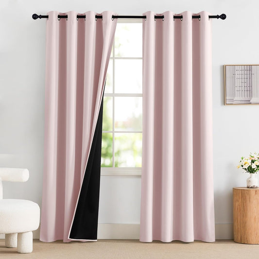 NICETOWN Pink Blackout Curtains for Girls Bedroom, 84 in Long