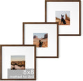 Walnut Square Frames 8x8 Matted to 4x4 - Set of 3 HAUS