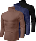 Men's Turtleneck Shirts 3 Pack - Cotton Slim Fit Mock Neck