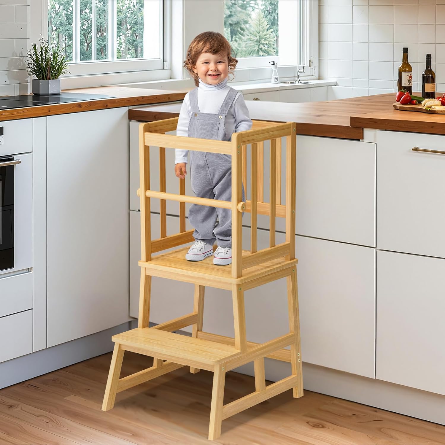 COSYLAND Kitchen Step Stool for Toddlers - Safe A-Frame Design