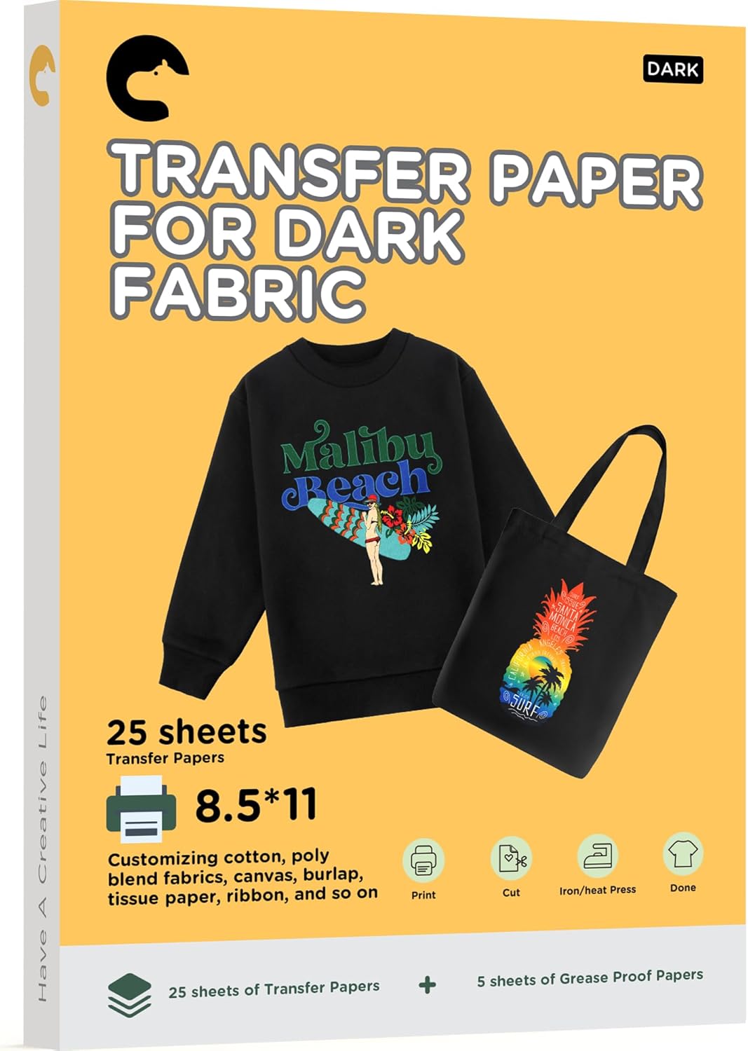 Hiipoo Inkjet Heat Transfer Paper - Print 25 Dark Fabric Iron-Ons