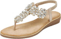 iCKER Women Rhinestone Flat Sandals - Dressy Casual Comfort