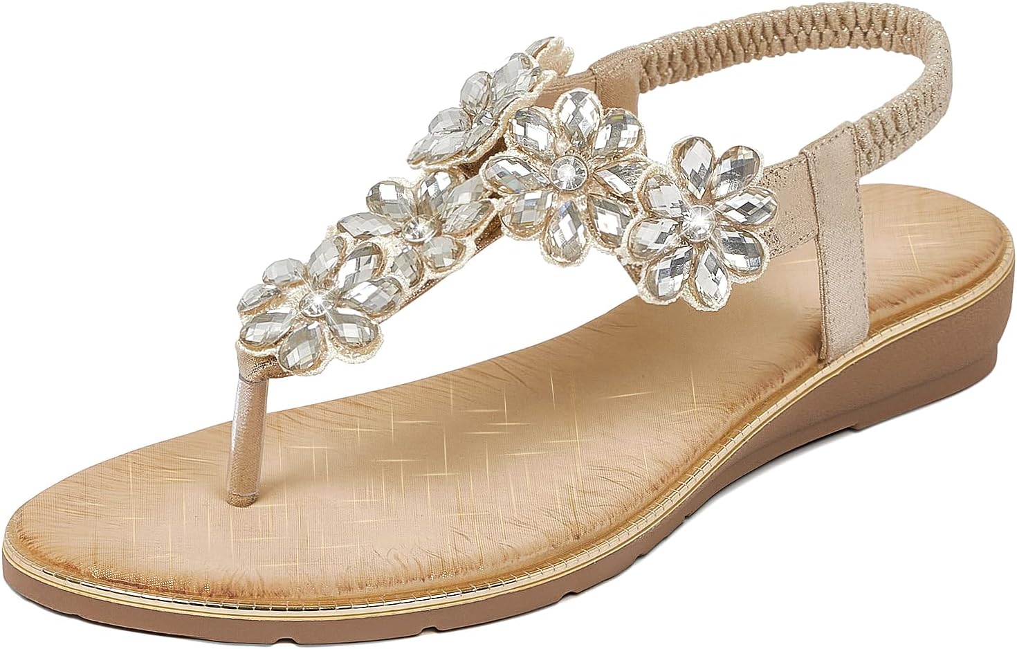 iCKER Women Sandals Rhinestone Dressy Casual Summer Flip Flops