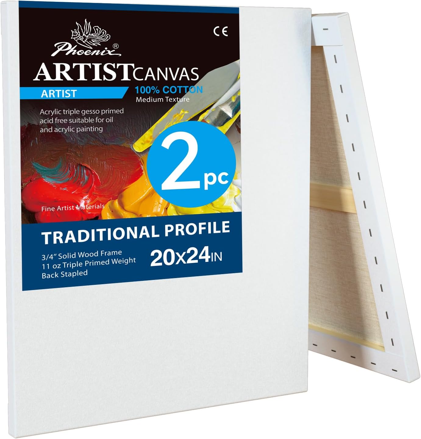 PHOENIX 20x24 Inch Artist Canvas Pack for Professional Painting