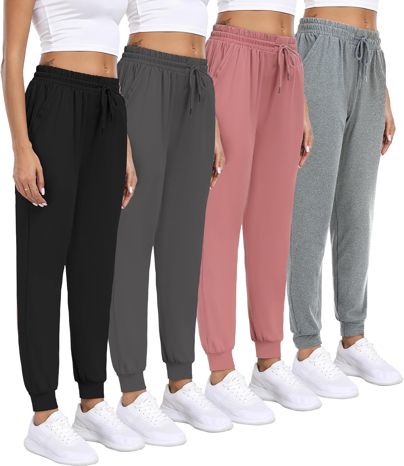Women Joggers with Pockets for Comfort and Style in 4 Pack