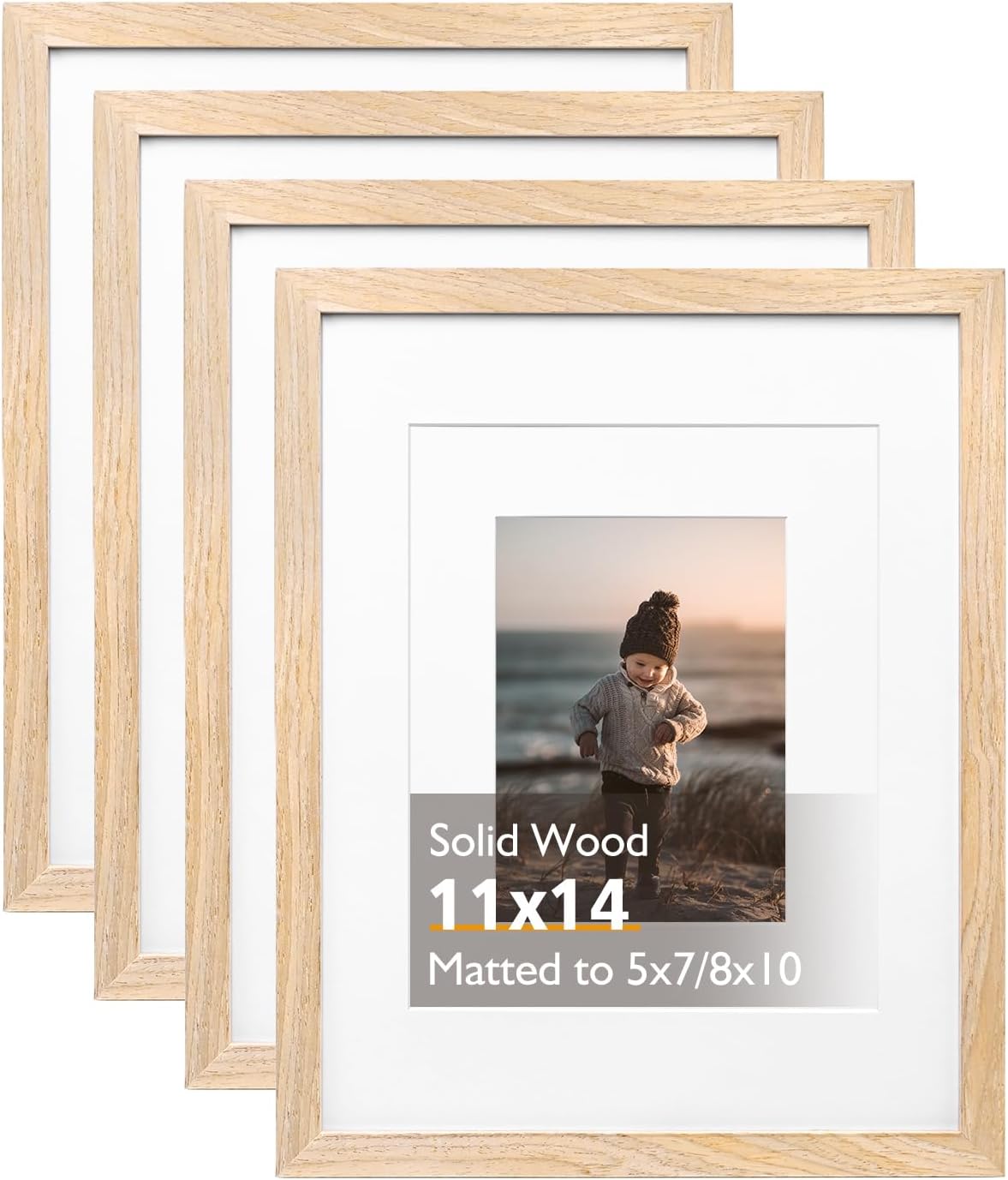 Natural 11x14 Picture Frame Set of 4 for Home Decor