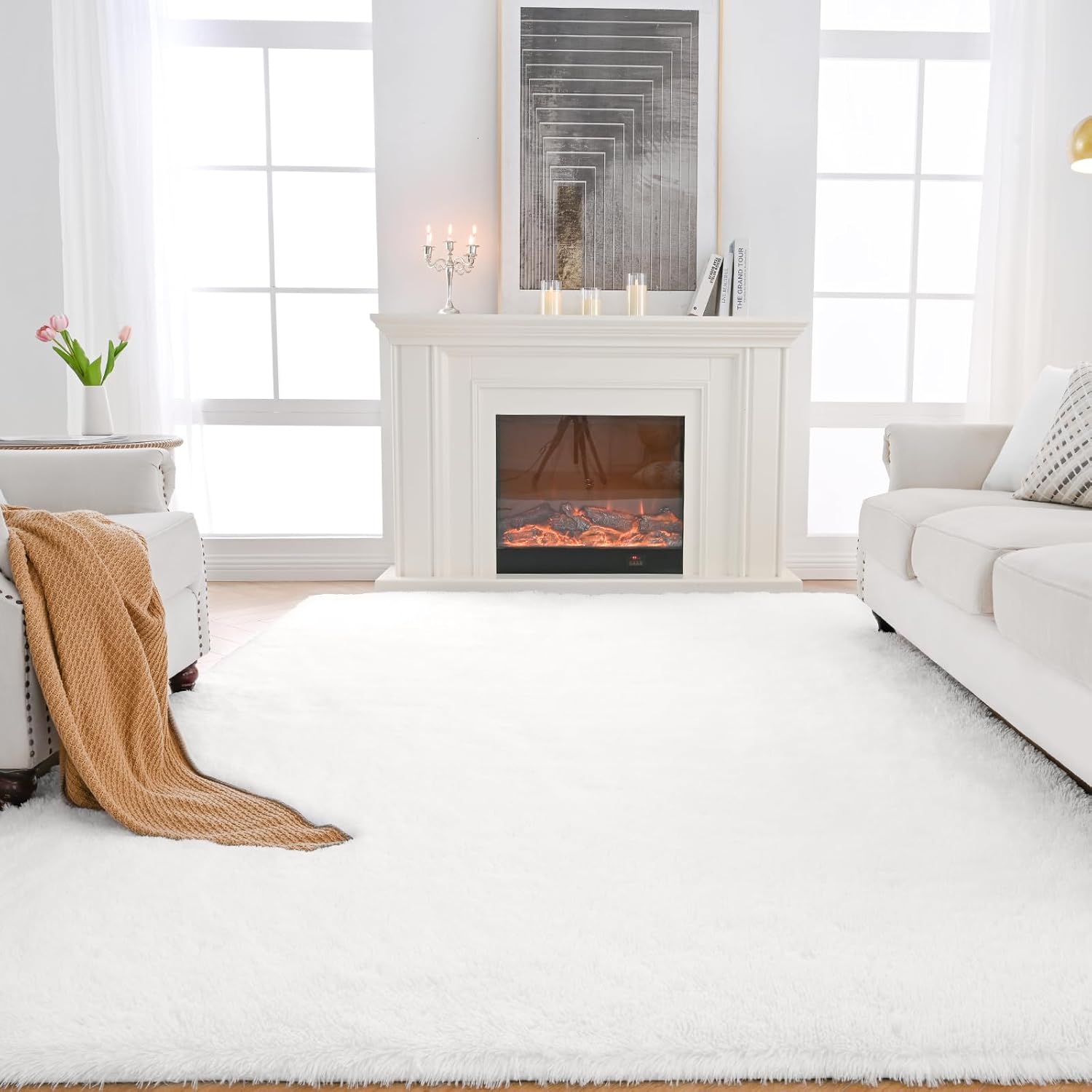 7x10 Area Rug for Living Room: Soft Shaggy Fuzzy Carpet