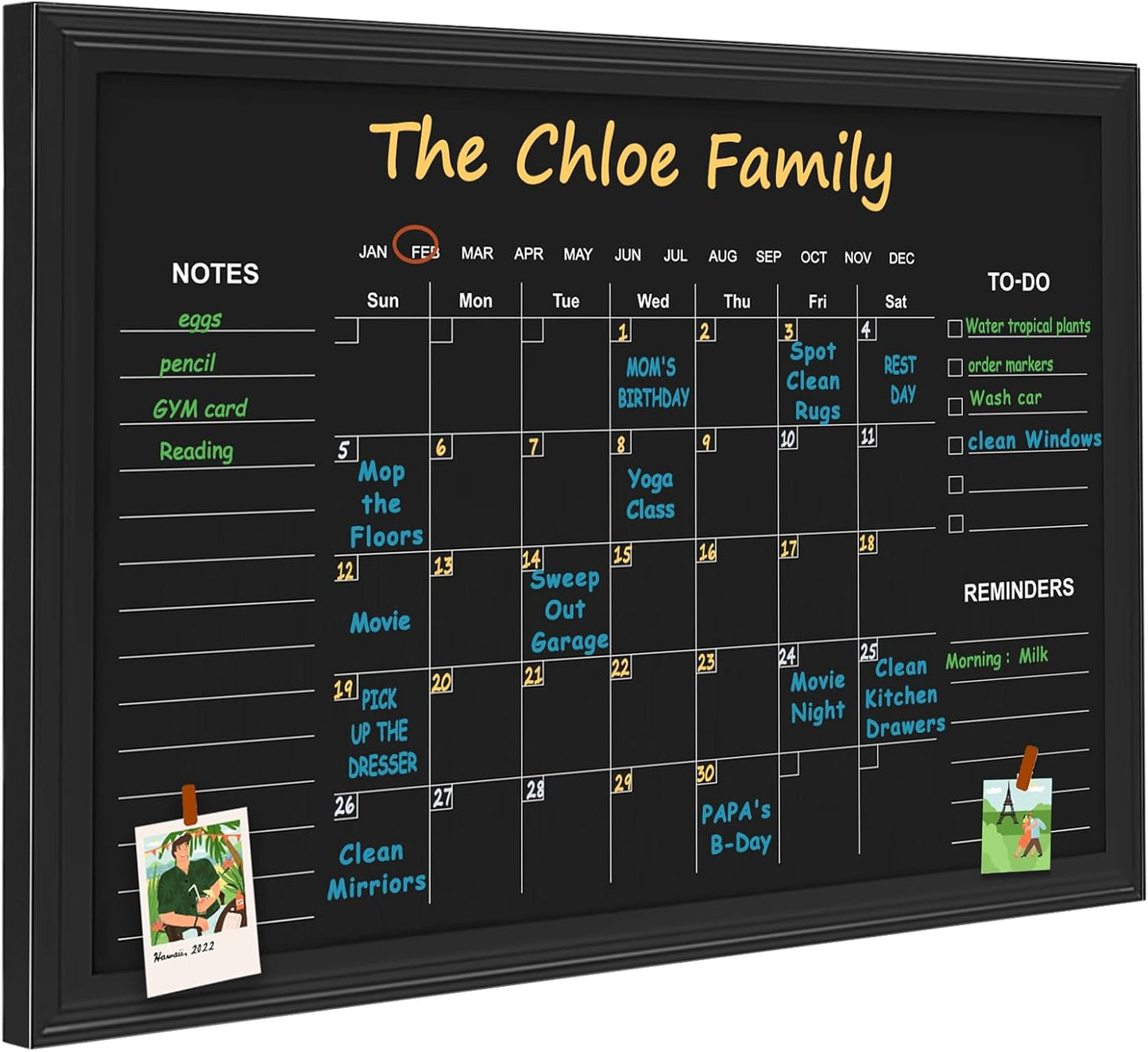 Magnetic Chalkboard Calendar for Family Planning and Organization
