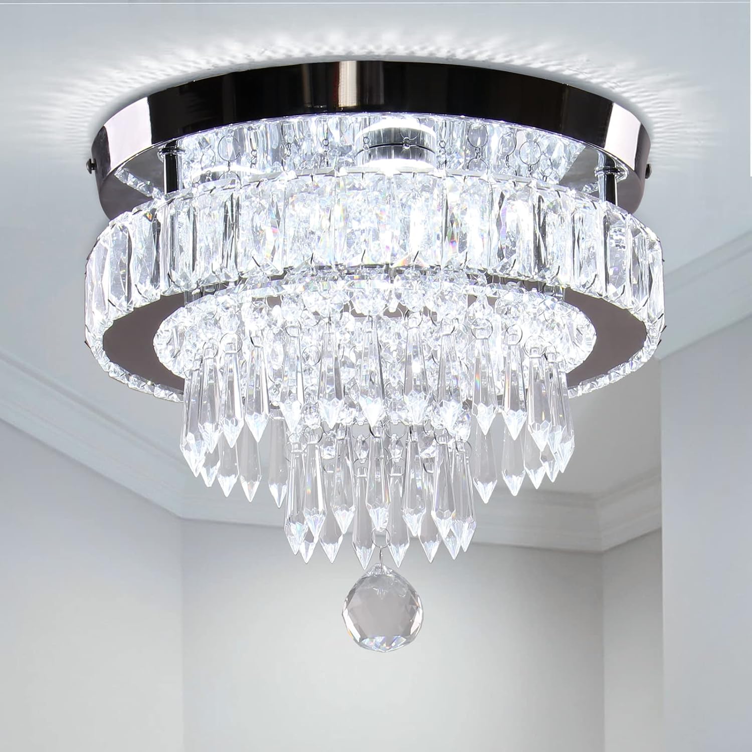 11.8in Crystal Pendant Light for Modern Home Decor Needs