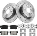 Rear Brake Kit Drilled Slotted Rotors and Ceramic Pads - Rear Fit