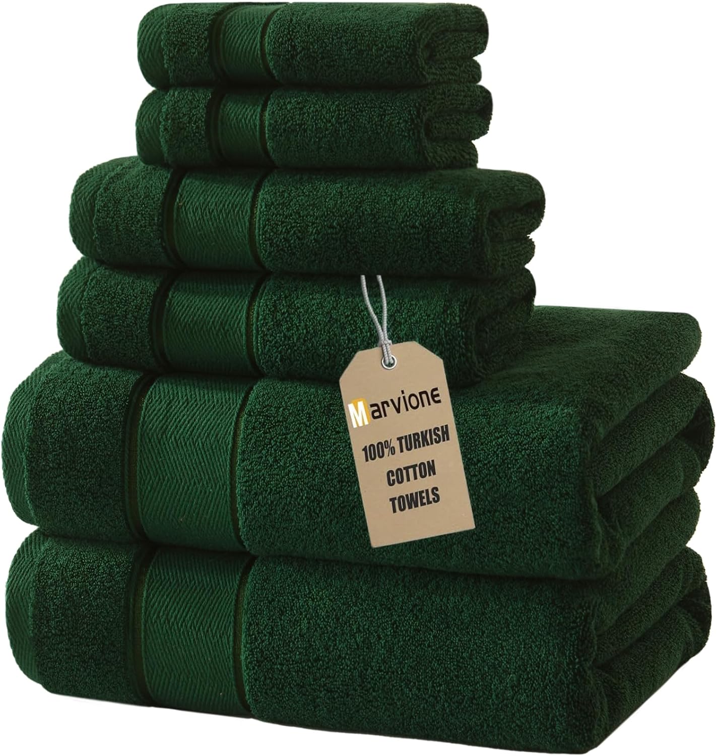 Marvione 6 Piece Bath Towels Set - Soft Turkish Cotton Towels