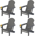 Folding Adirondack Chairs Set of 4 - Heavy-Duty HDPE Patio Seats